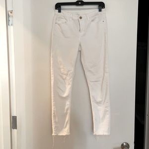 Zara distressed crop white jeans